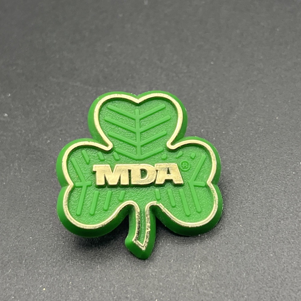 MDA Muscular Dystrophy Association Shamrock Plastic Lapel Hat Pin‎